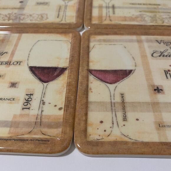 Vintage Plastic Coasters PRECEDIO 1960th Applejack Art Partners Design 4 pieces - Picture 4 of 8